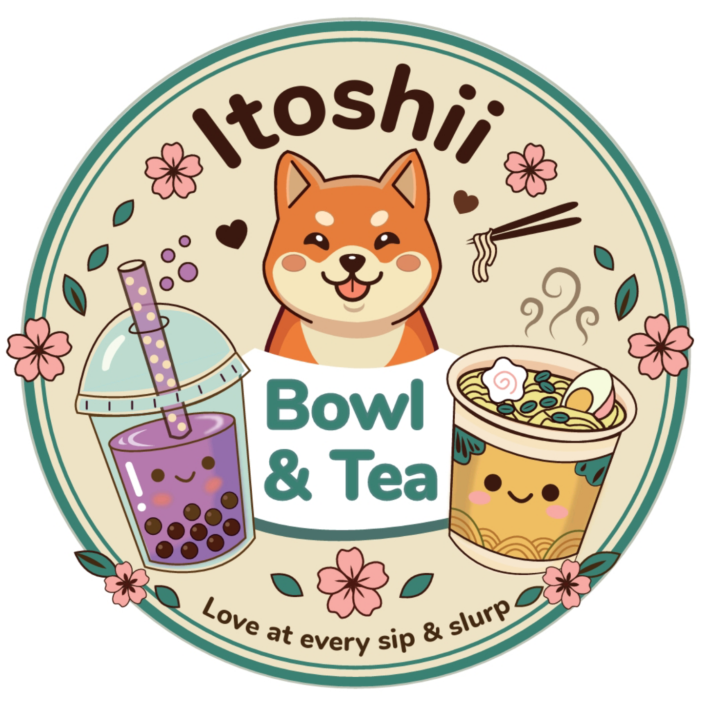 Shiba Inu + Ramen + Bubble Tea
